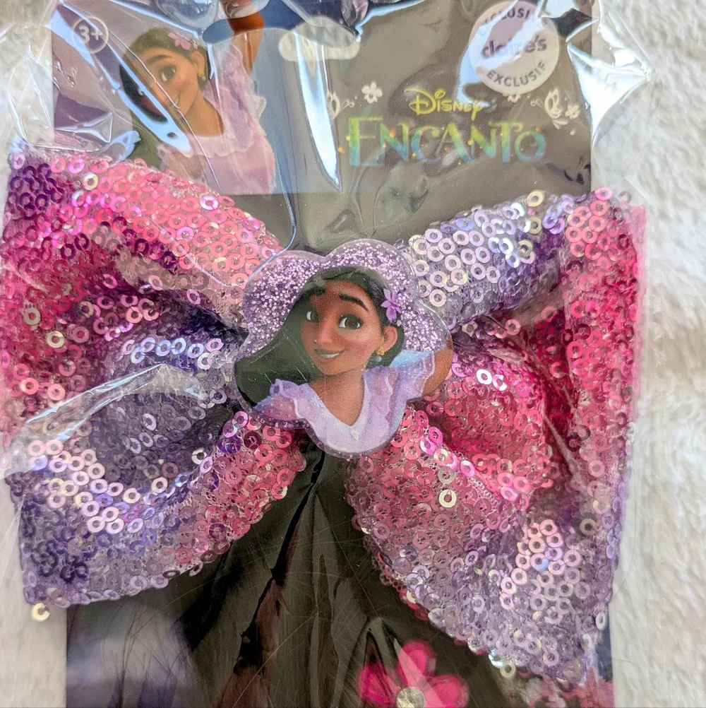 BRAND NEW Claire's Disney Encanto Pink/Purple Bow Barrett Hair Extension